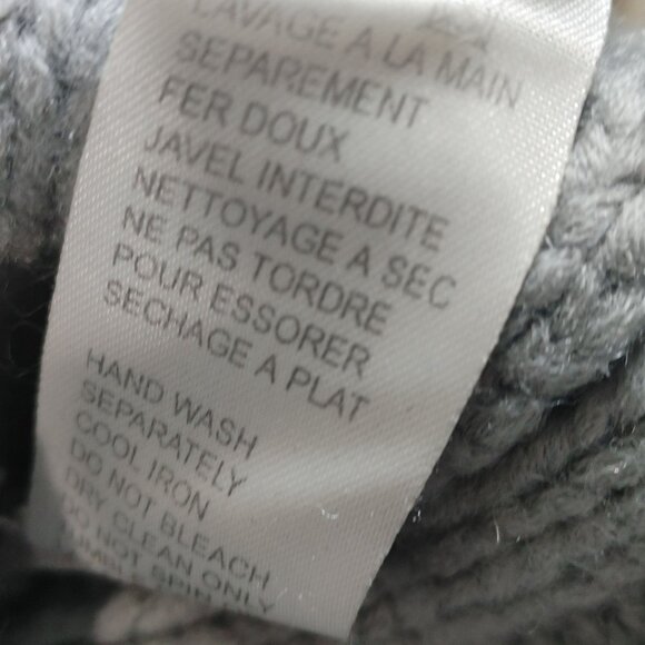 Hand Knit Sweater Pullover Tequila Solo Gray Merino Wool Ribbed Knit Mock Neck - Picture 10 of 15